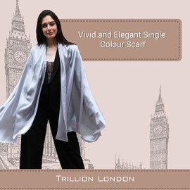 Trillion London® Spring Collection | Silver Plain Scarves | Silk Neck Scarf For Women's | Ladies Lightweight Scarves | Suitable for Daily Life & Gifting | Shawl Wraps |Size - 185 cm * 85 cm