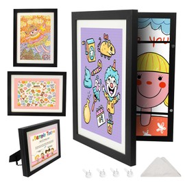 1-Pack Kids Artwork Frames Changeable with Stand 8.34x11.77 Front Opening, A4 Art Frames for Kids Art Storage, Art Picture Frame with Mat, 2 Acrylic Boards, Kids Room Decor Art Display, Holds 150PCS