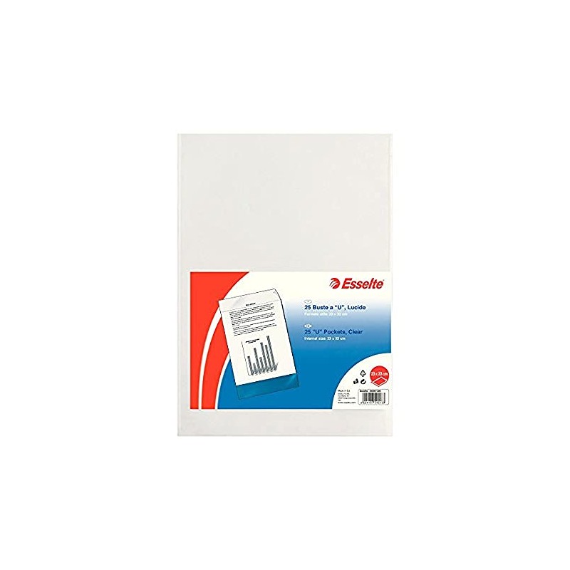 Esselte U Pocket Folders Polished, Folio in PP Clear 23x33