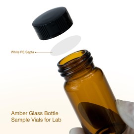ALWSCI 20 Stück 20mL Bernstein Glas Probe Fläschchen Probenahme Flaschen 13-425 Schwarz Closed Top PP Cap, PE Liner Probe Container Labor Fläschchen flüssiges Öl Flasche 27.5x57mm