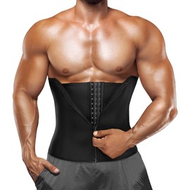 GENEMEN Mens Athletic Waist Cinching Belt Waist Shaping Belt with Buckle Zipper Style Sports Sana Belt (Black, L)