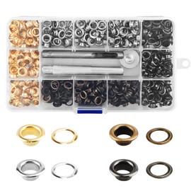 400pcs Grommet Eyelets Tool Kit 6mm with 3pcs Installation Tools,Gromette Kit for Fabric, Curtains,Anvas, Clothing, Leather, Clothing with Storage Box