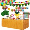 Hawaiian Party Decorations Set with Ballon,Hawaiian Grass Table Skirt, Palm