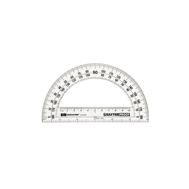 EAI Education 6" ShatterProof Protractor: Clear - Set of 10