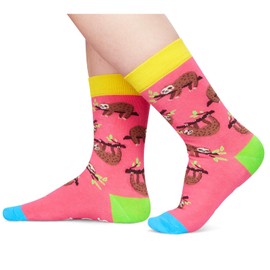 HAPPYPOP Sloth Gifts for Girls - Funny Sloth Socks for Kid Girls, Novelty Socks for Kids, Sloth Gifts for 4-6 Years