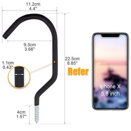 KURUI 9 in Large Bike Hooks for Garage Ceiling, Heavy Duty Bicycle Hangers for Hanging, Bike Hooks for Garage Ceiling Wall, No Drill Screws Hooks for Hanging Plants-4 Pack