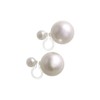 VingTAINE E2149 Non-Hole Earrings, Double Pearl, M, Resin, Metal Allergy,