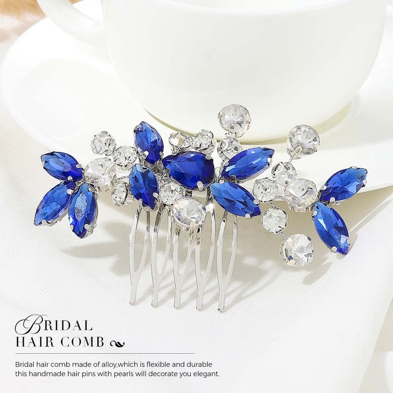 Unicra Peines para el pelo de novia de boda plateados