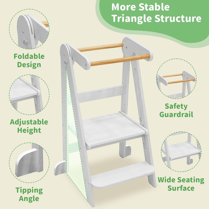 Foldable Toddler Tower 95% Preassembled Kitchen Stool Helper Folding Step