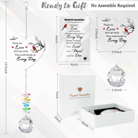 AZEEBOI Memorial Gifts for Loss of Family, Sympathy Gift for Lose of Loved Ones, Funeral Gifts, Unique Bereavement Crystal Rainbow Maker, Heart Shaped Hanging Decorations for Daily Remembrance