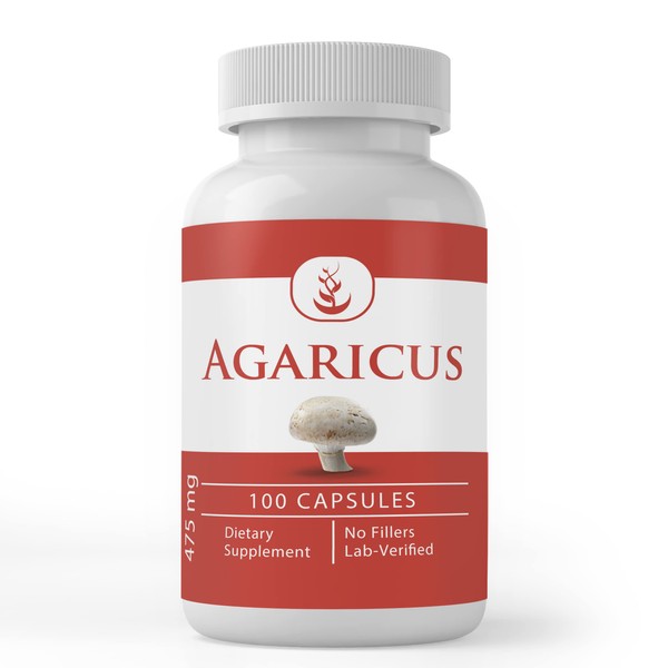 Ingredientes originales puros Agaricus, (100 cápsulas) 100% puro, sin aditivos ni rellenos, verificado en laboratorio
