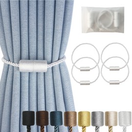 Hangtty - Juego de 4 alzapaños magnéticos para cortinas, diseño de cuerda blanca, para cortinas, alzapaños modernos y decorativos