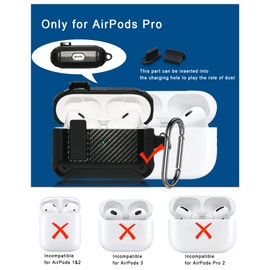 12in1 Military Hard Shell AirPod Pro Case 2019 Released Pro 1st Cover with Automatic Secure Lock Clip Accessories Set, Protective Skin for AirPods Pro 1st Generation Charging Case