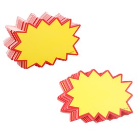 100Pcs Retail Sale Price Signs - GLADFRESIT Yellow Burst Price Tags, Blank Star Sales Labels for Retail Stores, Grocery, and Supermarket (9×7cm)