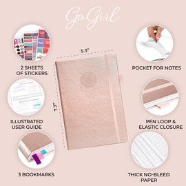 GoGirl Weekly Schedule Planner – Hourly Work & Life Planner with Time Slots – Vertical Agenda Organizer for Daily Productivity, A5 (Rose Gold)