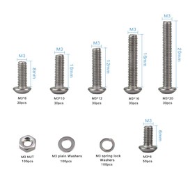 SZHKM 500pcs M3 Nuts and Bolts Assortment Stainless Steel Machine Screws Metric Screws and Nuts Set Hex Bolt Kit With Wrench
