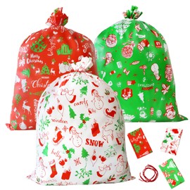 ZMCINER - 3 bolsas grandes de regalo de Navidad, bolsa de regalo grande, tamaño grande, 44 x 36 pulgadas, para fiestas de Navidad, regalos de Navidad de gran tamaño, bolsas resistentes, bolsas grandes