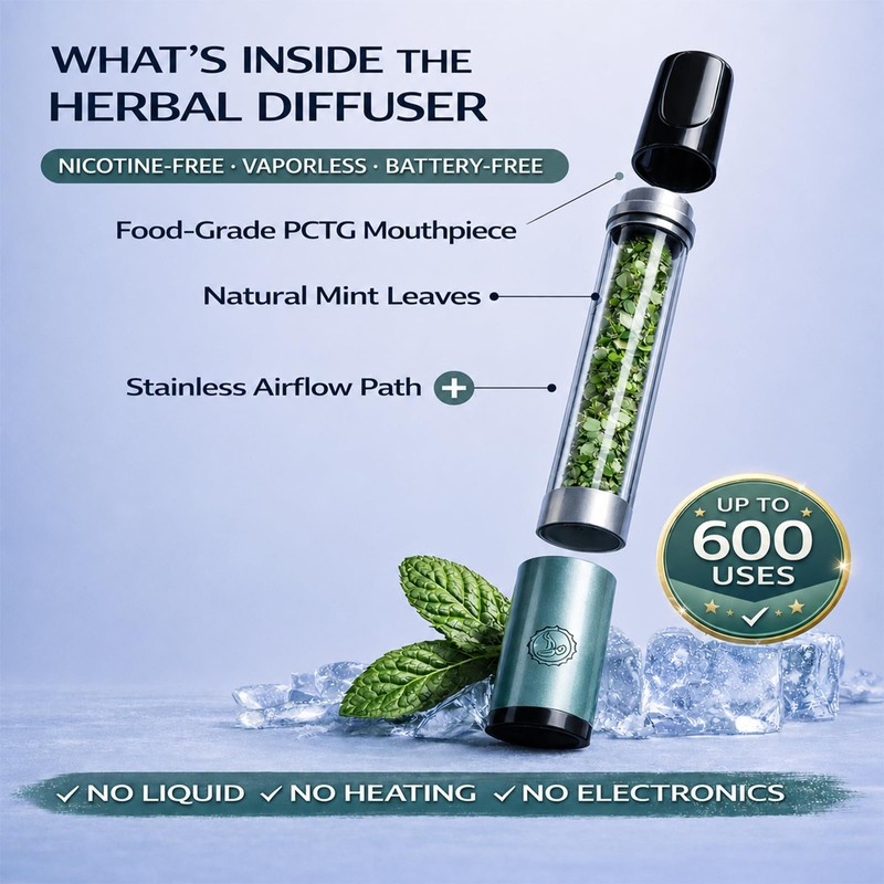 Herbal Diffuser Pen 2 Pack, Mint Non-Electric Personal Aroma Stick