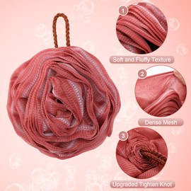 Toplive Bath Shower Loofah Sponge, 2Pcs Long Stretch Bath Sponge Shower Loofahs Exfoliating Back Scrubber for Shower for Women and Men- Green + Red