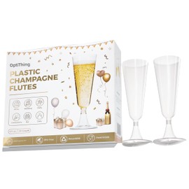 OptiThing 24-Pack Disposable Plastic Champagne Flutes – 4.5 Oz Clear Mimosa Glasses for Weddings, New Year, Birthdays, Engagements, and Cocktail Parties – Elegant and Durable Toasting Cups, BPA-Free