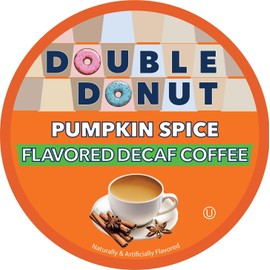 Double Donut Medium Roast Decaf Coffee Pods, Pumpkin Spice Flavored, for Keurig K-Cup Machines, 72 Single-Serve Capsules per Box