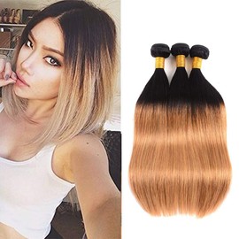 1B 27 Ombre Brazilian Bundles Straight 8A Grade 100% Unprocessed Straight Human Hair 3 Bundle 26 28 30 Inch Brazilian Hair Weave Human Hair Extensions for Women