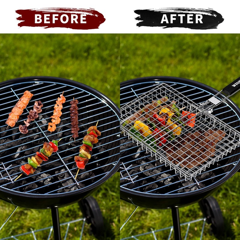 Portable Grill Baskets WINHONW Bbq net BBQ Grilling Basket veggie
