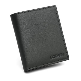 OODARN Leather Credit Card Wallet for Men and Women – Slim Bifold RFID Blocking Wallet, Minimalist Front Pocket Card Holder, Thin Small Leather Card Case (Black Natural Milled)