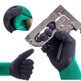 Safety work gloves for men- Garden gloves with latex coated- Breathable rubber coated gardening gloves-Outdoor protective Working gloves large size-Anti-slip Mechanic gloves construction gloves (Green * 2 pairs)