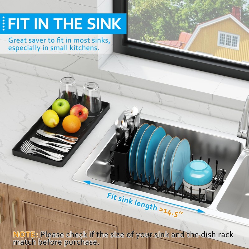 ANTOPY Sink Dish Drying Rack - Expandable Small Dish Rack