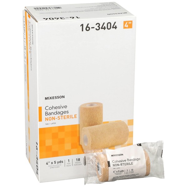 McKesson Elastic Cohesive Bandages, Beige, Non-Sterile, 4 in x 5