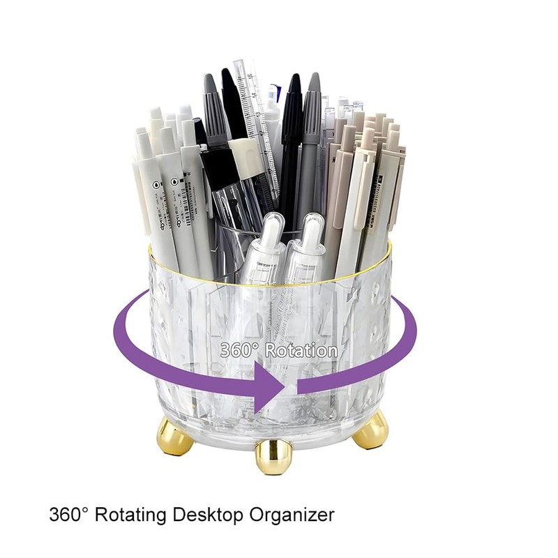 1 pcs 360 Degree Rotating Desk Organizer,Acrylic Pen Organizer with