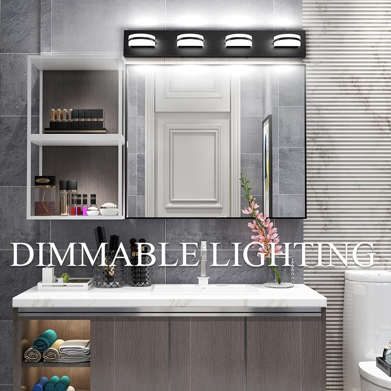 Aipsun 4 Lights Dimmable Modern Black Vanity Light Up and