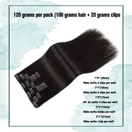 14Inch Naturl Black Clip in hair Extensions for Women Real Human Hair 120 Grams/4.2 Ounce 100% Remy Human Hair Extensions Soft Silky Straight 7pcs 17clips