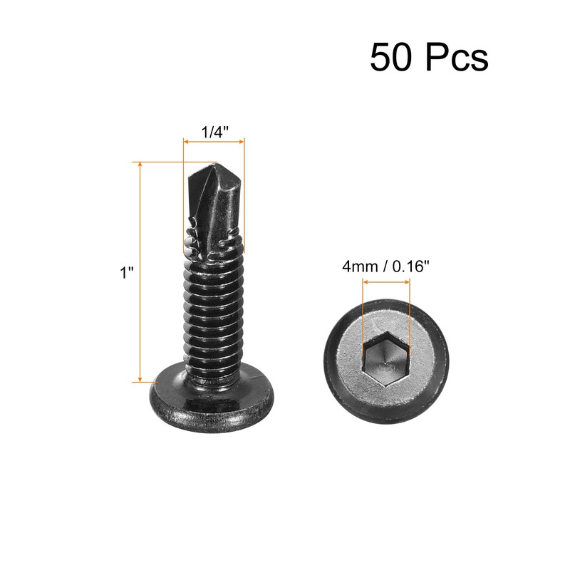uxcell Hex Socket Self Tapping Screws, 1/4 x 1 410