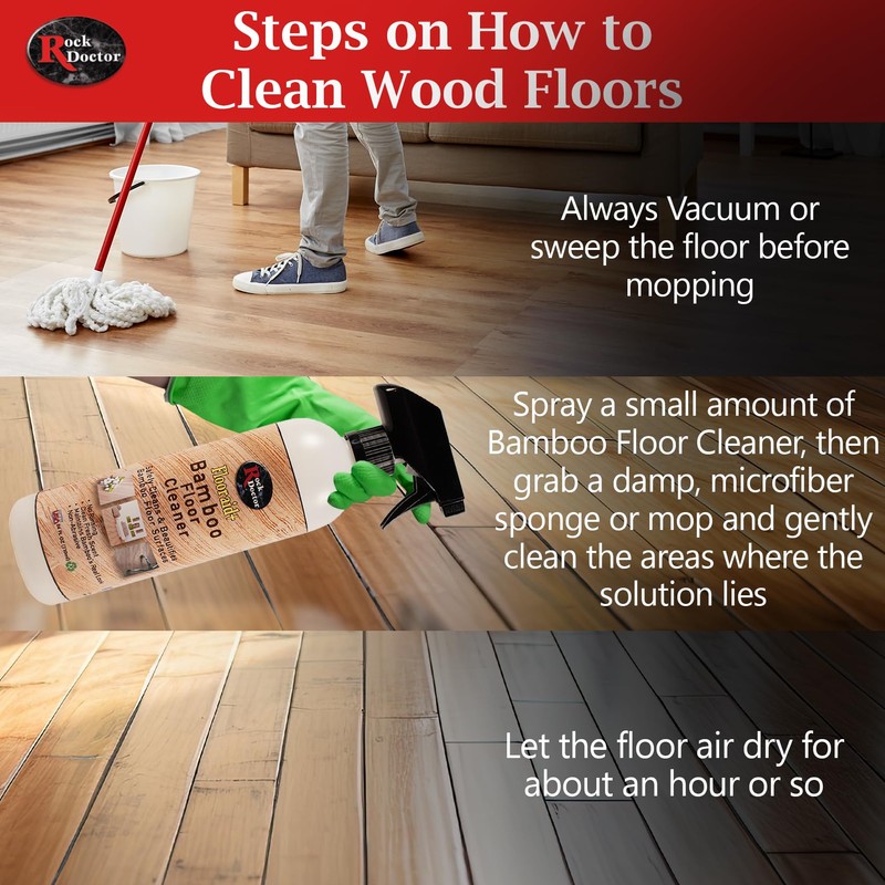 Rock Doctor Flooraid+ Bamboo Floor Cleaner Spray, 2 Pack, Heavy
