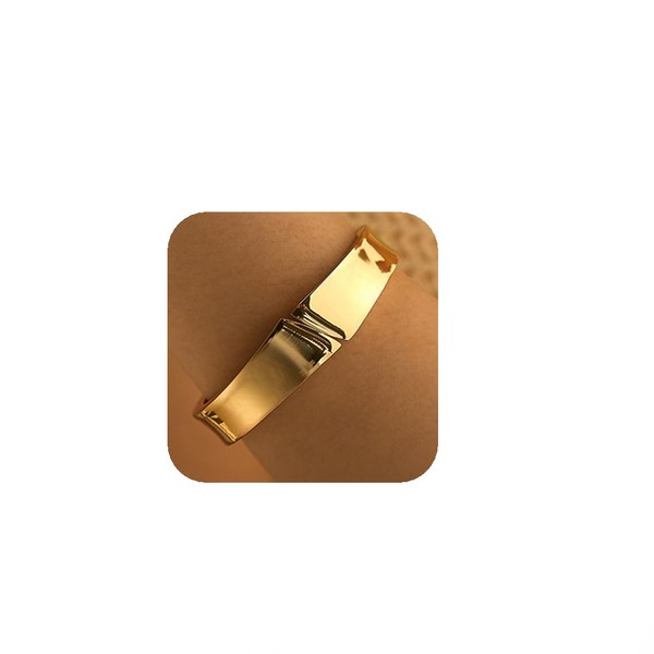 YERTTER Grunge Minimalist Metal Wide Irregular Open Bangle Cuff Bracelet
