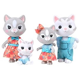 Sunny Days Entertainment Honey Bee Acres Purringtons - Familia de Gatos - 4 muñecas flocadas en Miniatura | Cifras pequeñas de Gatito coleccionables |
