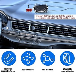 Ziciner - Soporte Magnético para Teléfono de Coche, 360 Ajustable con Manos Libres, Compatible con Todos los Smartphones (Plateado)                   