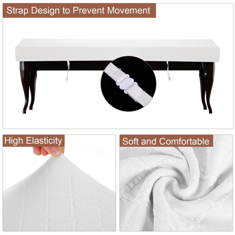 sourcing map Bench Cushion Cover Stretch Jacquard Checkered Dining Bench