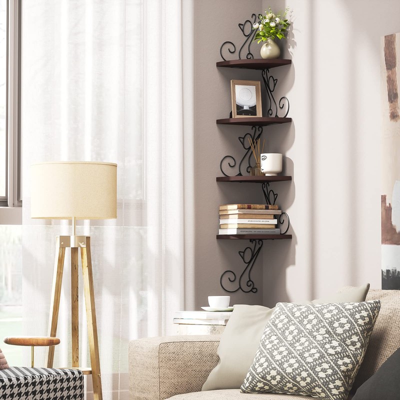 Alsonerbay Corner Shelf Wall Mount, 4 Tier Floating Shelves for