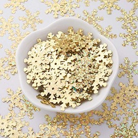 Angel Malone Approx. 150 Pieces of Hologram Snowflake Sequins Christmas Confetti Card Making, Scrapbooking, Sewing, Wedding Favours 20mm - UK SELLER (Gold)
