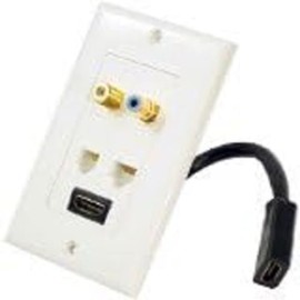 Pyle Home PHDK6 Wallplate for HDMI + RJ11 + RJ45 + Coaxial + RCA with Back Built-in Flexible Cable For Easy Installation