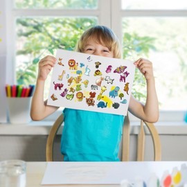 3D Puffy Stickers for Kids, 24 Sheets 500+ Animal Dinosaur Fruit Fish Number Letter Stickers for Goody Bag Stuffers Children Birthday Gfits (Zoo Animals)