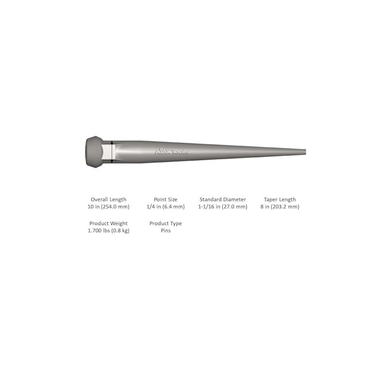 Ajax Tools 649 Broad Head Bull Pin, 1-1/16-Inch X 10