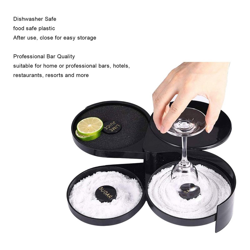 3 Tier Bar Glass Rimmer Food Grade Professional Sugar Salt