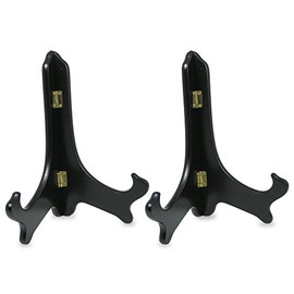 BANBERRY DESIGNS Black Wooden Easels Premium Quality Plate Holder Folding Display Stand - 9 Inch - Set of 2 Pieces