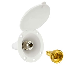 RecPro RV Exterior Spray Port Hook-Up Connector with Quick Connector (White)
