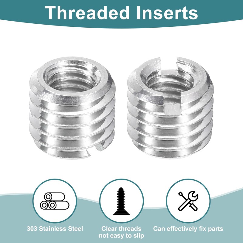 uxcell 10Pcs Threaded Inserts, M5-0.8x7 & M8-1.25x7 Stainless Steel 303
