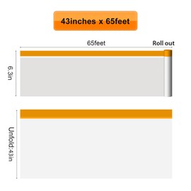 Anyknow Automotive Masking Paper (43inchx 65ft, 6 Rolls) - Car Paint Protection Film with Tape - Plastic Sheeting for Auto Body Bumper, Doors & Furniture Dust Cover